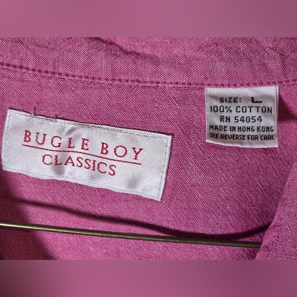 Bugle Boy Classics Pink Long Sleeve Button Shirt Size Large 100% Cotton RN 54054 - Picture 2 of 5